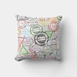 Travel Stamps Cushion