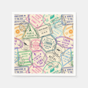 Travel Stamps Napkin