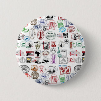 Travel Stamps Pattern 6 Cm Round Badge