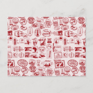 Travel Stamps Pattern Postcard