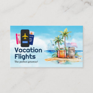 Travel Summer Vacation   Passport Plane Flight  Business Card