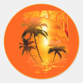 Travel Sunrise Palme Classic Round Sticker