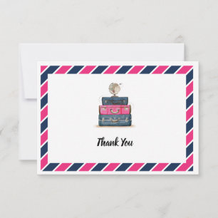 Travel Thank you Miss to Mrs Navy Pink Card