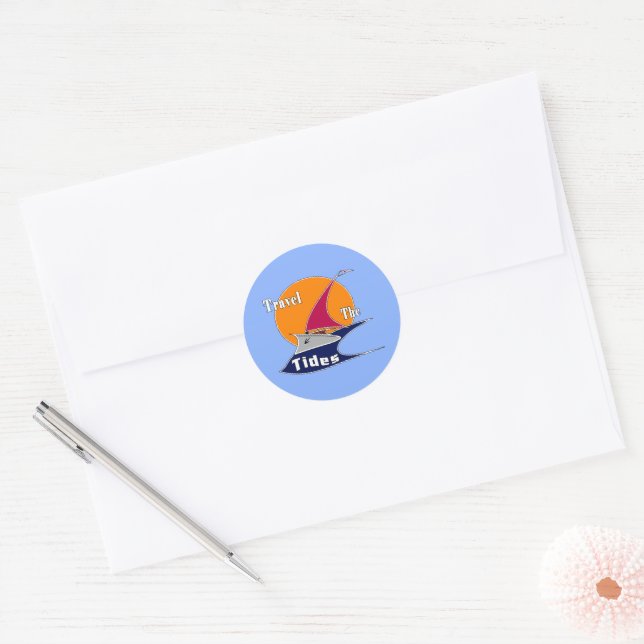 Travel the tides  classic round sticker (Envelope)