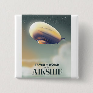Travel the world by Airship 15 Cm Square Badge