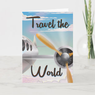 Travel the World Classic aeroplane poster Holiday Card
