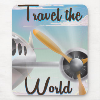 Travel the World Classic aeroplane poster Mouse Pad