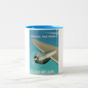 Travel the world - Go by Air. Two-Tone Coffee Mug