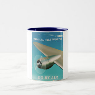 Travel the world - Go by Air. Two-Tone Coffee Mug