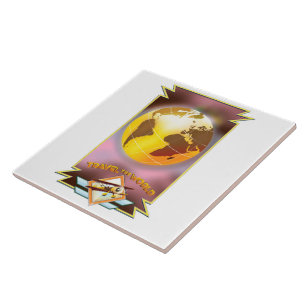 Travel the World Golden Globe Ceramic Tile