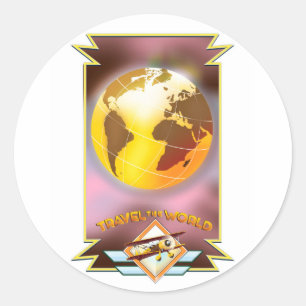 Travel the World Golden Globe Classic Round Sticker