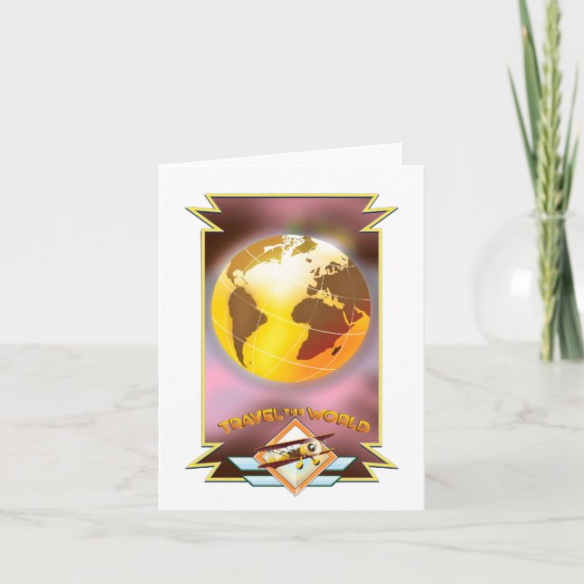 Travel the World Golden Globe Holiday Card (Front)