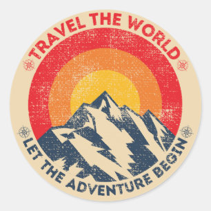 travel the world let the adventure begin travellin classic round sticker