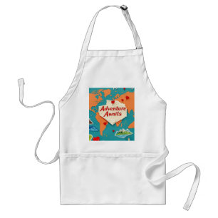 Travel the world map with heart pins standard apron