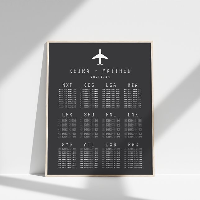 Travel Theme Airport Code Wedding Seating Chart (Creator Uploaded)