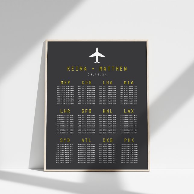 Travel Theme Airport Code Wedding Seating Chart (Creator Uploaded)