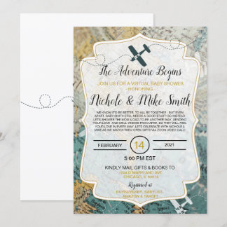 Travel Theme baby shower invitation card virtual