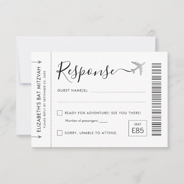 Travel Theme Boarding Pass Ticket Party RSVP (Front)