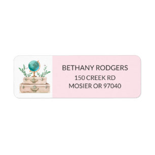 Travel Theme Bridal Shower Envelope Return Address Label