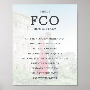 Travel Theme Destination Airport Code Seating List Poster