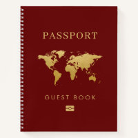 Travel Theme Guest Book Destination Passport Red