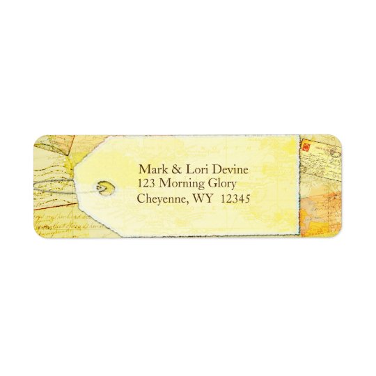 Travel theme in cocoa and cream address labels. return address label