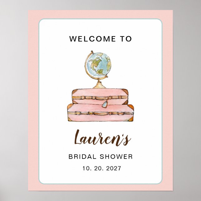 Travel Theme Miss to Mrs Bridal Shower welcome Poster (Front)