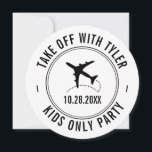 Travel Theme Party Personalised Aeroplane Sign Invitation<br><div class="desc">Personalised travel theme party sign with a black and white aeroplane monogram,  date,  and custom location text.</div>