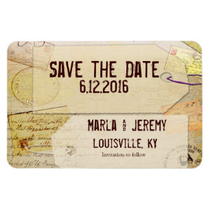 Travel theme save the date magnet