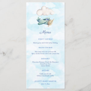 Travel Theme Toy Airplane Baby Boy Shower Party Menu
