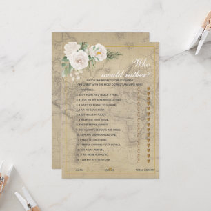 Travel Theme  Who'd Rather Bridal  Shower game  Invitation