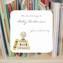 Travel Themed Baby Shower bookplate sticker
