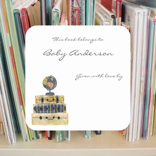 Travel Themed Baby Shower bookplate sticker (Creator Uploaded)