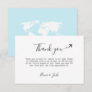 Travel themed Baby Shower Cute Flat Thank You Card