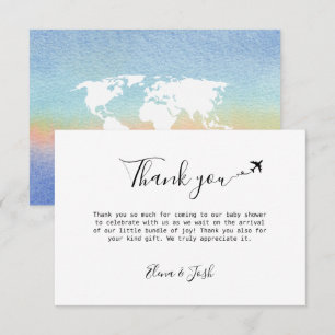 Travel themed Baby Shower Cute Flat Thank You Card