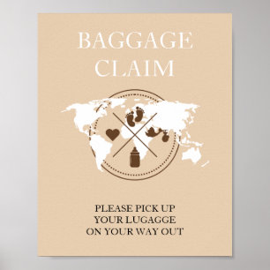 Travel Themed Baby Shower Passport Baggage Claim   Poster