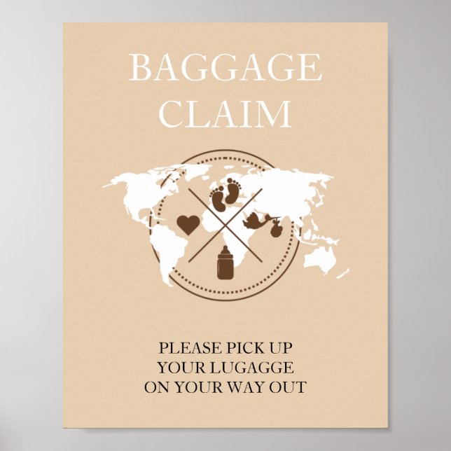 Travel Themed Baby Shower Passport Baggage Claim   Poster (Front)