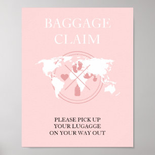 Travel Themed Baby Shower Passport Baggage Claim   Poster