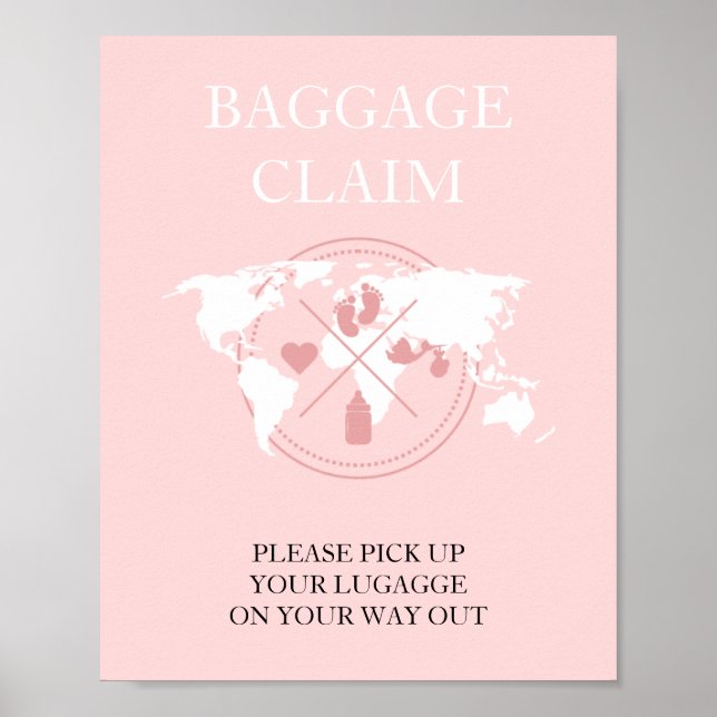 Travel Themed Baby Shower Passport Baggage Claim   Poster (Front)