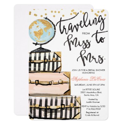 travel theme bridal shower invitations