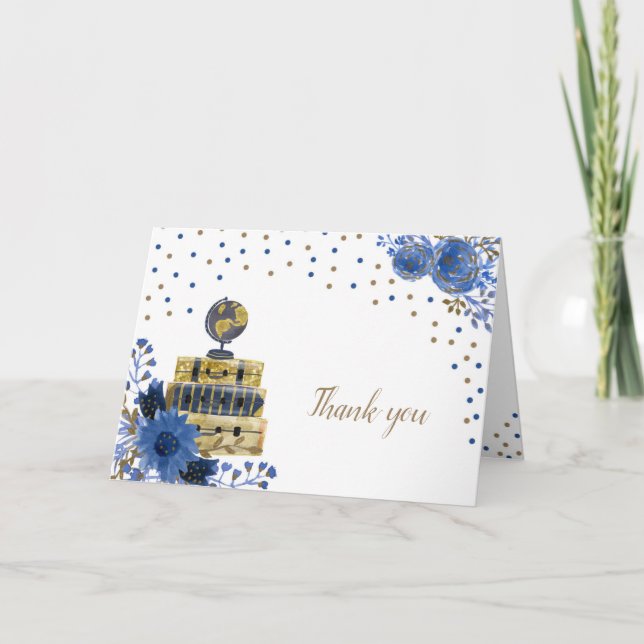Travel themed bridal shower thank you note card (Front)