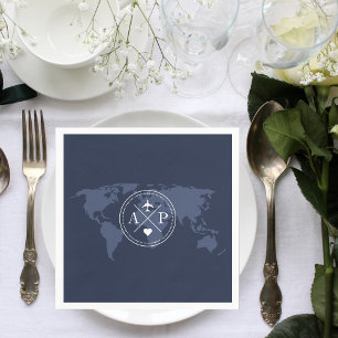 Travel Themed Destination Wedding Navy Blue Napkin