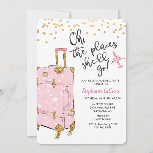 Travel Themed Farewell Going Away Party Invitation (Front)