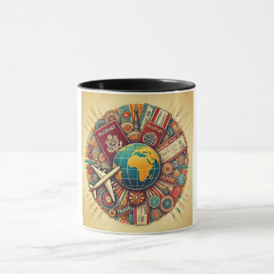 Travel-Themed Globe Composition Mug