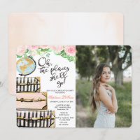 Travel Themed Graduation Party Photo Invitation