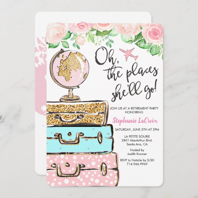 Travel Themed Retirement Party Invitation (Front/Back)