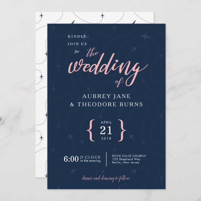 Travel Themed Wanderlust Wedding Invitation (Front/Back)