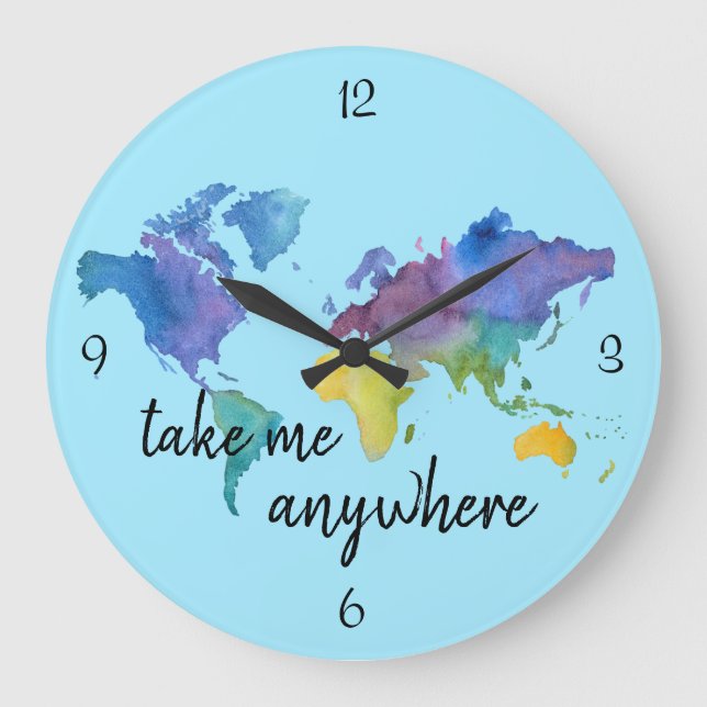Travel Themed, Watercolor Clock (Front)