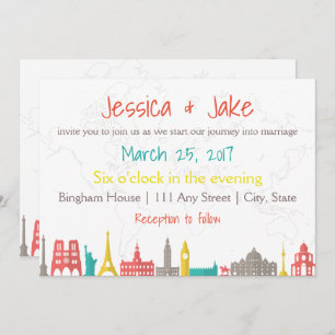 Travel Themed Wedding Invite for Destination