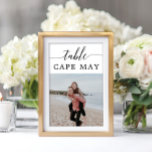 Travel Themed Wedding Photo Table Number Cards<br><div class="desc">Help everyone find their seat with this fun and unique travel themed idea for table numbers! Instead of using traditional numbers, you can display places you have travelled to, then name the table with that destination! This design features an elegant calligraphy script font and editable table name section. Easily add...</div>